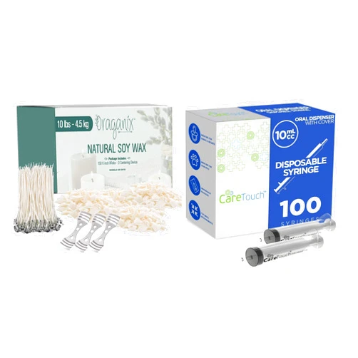 Oraganix 10-lb DIY Candle Making Kit and Care Touch 10ml Oral Dispenser with Cover- 100 Syringes (No needle)