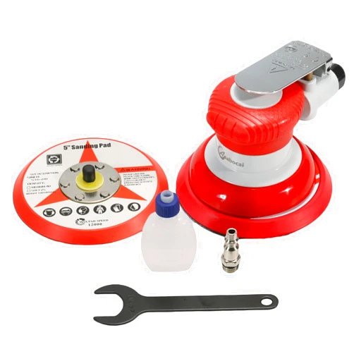 Asabocai Air Random Orbital Sander, 5inch Dual-Action Sander with PSA and Hook & Loop Backing Pads, Pneumatic Palm Sander for Auto body,Metal,Woodworking