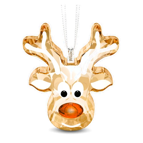 SWAROVSKI Gingerbread Reindeer Ornament, for Hanging on a Tree or for Display, Gold Crystal with Copper Accent and Print Face, Part of The Swarovski Joyful Ornaments Collection