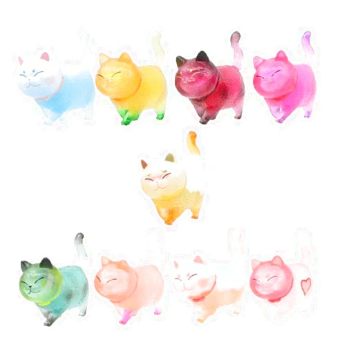 Halloluck 9 Pcs Colorful Cute Miniature Cat Figure Animal Cat Characters Toys Mini Figure Collection Playset, Cake Topper, Plant, Automobile Decoration