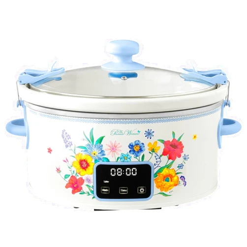 Generic The Pioneer~Woman Meandering Geo 6~Quart Digital Slow Cooker with Locking Lid, Brilliant Blooms