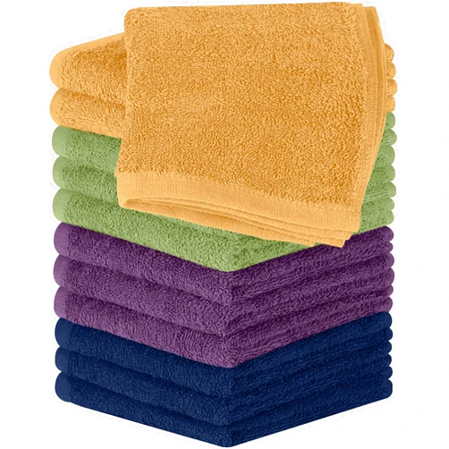Utopia Towels 12 Pack Cotton Washcloths Set - 100% Ring Spun Cotton, Premium Quality Flannel Face Cloths, Highly Absorbent and Soft Feel Fingertip Towels (Beige, Plum, Sage Green, Navy)