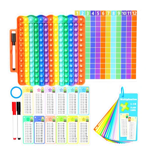 Anemeeoke Multiplication Flash Cards + Pop Fidget Multiplication Chart, Times Table Educational Flashcard 3rd Grade, 4th, 5th, 6th Grade