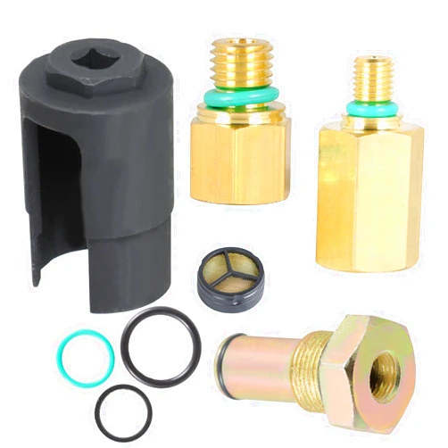 WFLNHB 6.0 High Pressure Oil Pump IPR Valve Oil Rail Adapters Leak Test Kit Air Test Fitting Tool and IPR Valve Socket with Seal Kit Replacement for Ford 6.0L Engine