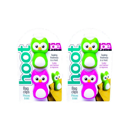 MSC International 10117/2 Joie Hoot Owl Bag, Set of 2, Includes 4 Clips, Assorted Colors
