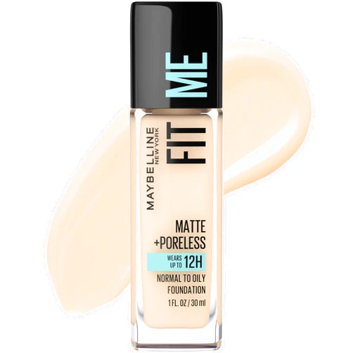 Maybelline Fit Me Matte + Poreless Liquid Oil-Free Foundation Makeup, Light Beige, 1 Count (Packaging May Vary)