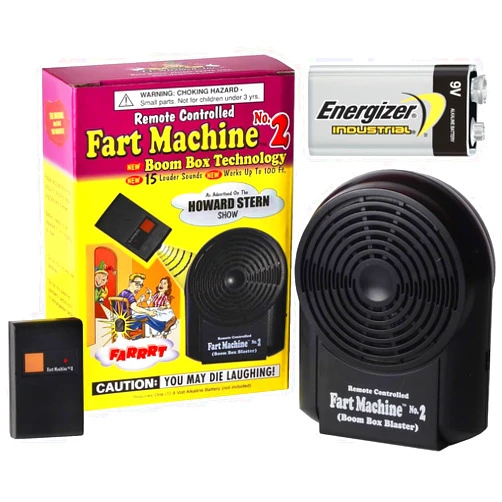 T.J. Wisemen, Inc. Remote Controlled Fart Machine #2 Bundle Includes 9V Energizer Battery - 15 Realistic Sounds, Wireless 100 ft Range, Fart Toy Prank