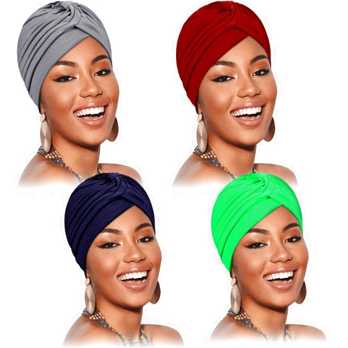 Syhood 4 Pieces Turbans for Women Head Wraps for Women Beanie Headwraps,4 Colors