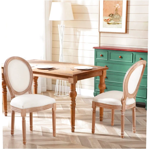 Virabit French Country Dining Chairs Set of 2, Vintage Louis Chairs with Curved Backrest and Beautifully Carved Solid Wood Frame Farmhouse Dining Chairs for Living Room, Kitchen, Restaurant