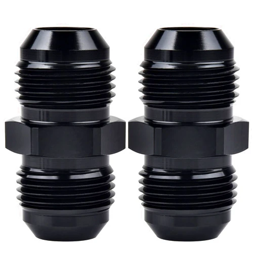 EVIL ENERGY 10AN Male to Male Flare Coupler Union Straight Fuel Hose Adapter Fitting Black 2PCS