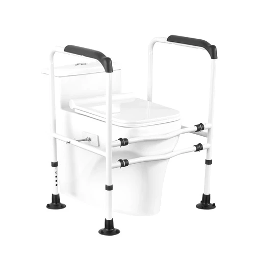 FVITA Toilet Safety Rail Toilet Safety Frame for Elderly Adjustable Toilet Assist Grab Bar with Handles,Fits Most Toilets Weight Capacity 300 lbs