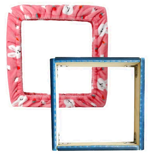JQSH Gripper Strip Frame, Rug Hooking Frame, Punch Needle Frame, Cross Stitch Hoop, with Frame Flannel Cover (11.8*11.8 inch)