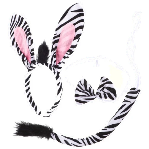 JOINPAYA 1 Set Zebra Halloween Costume Accessories: Zebra Headband Zebra Tail Bowtie Zebra Animal Cosplay for Party Zebra Cosplay