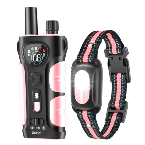 SLOPEHILL Dog Shock Collar,4200FT Dog Training Collar with Remote,IPX8 Waterproof E-Collar with Beep,Vibration,Shock,Flash Light,No Shock Mode,Electric Shock Collar for Small Medium Large Dog,Pink