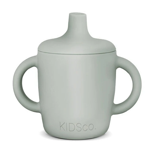 KIDSco. Silicone Sippy Cup and Training Cup for Baby 6 months+ Soft Spout and Handles Unbreakable Easy Grip for Babies 6-12 months and Toddlers 1-3 years 5oz/150ml (Grey Mist)
