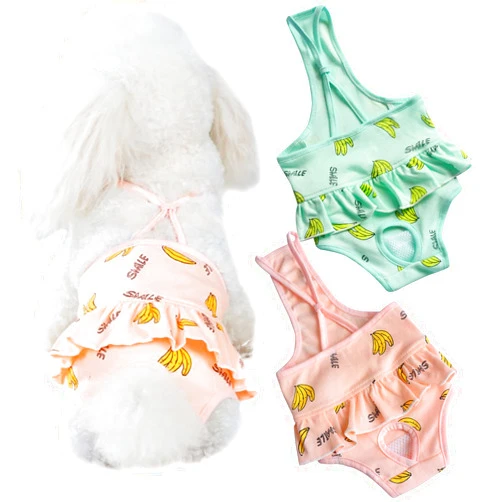 CMREAEC 2 Pieces Dog Diaper with Suspender Washable Sanitary Pantie Reusable Puppy Sanitary Pants Cute Pet Underwear Diapers Jumpsuits for Small Female Dogs Girl in Heat Period (S)