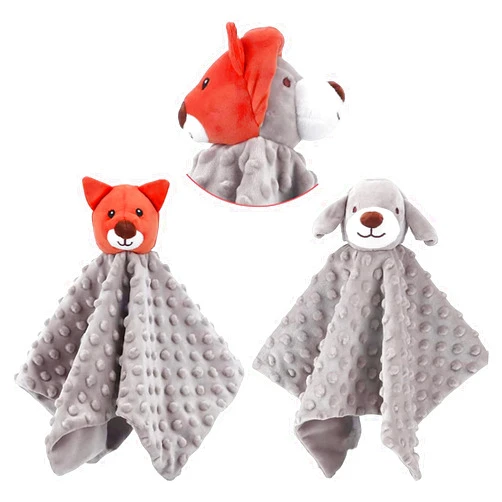 HiCamer Baby Security Blankets Fox and Puppy for Newborn Babies 2 in 1 Stuffed Animals Gift for Toddler and Infant Super Soft Minky Dot Fabric 15 Inch