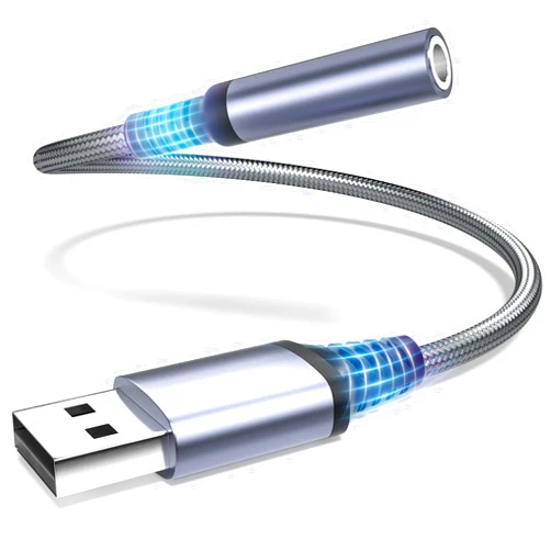 OITYEUF USB to 3.5mm Jack Audio Adapter, USB to Audio Aux Cable External Stereo Sound Card, USB to 3.5mm TRRS Female Headset for PS4/PS5/Headphone/Mac/Linux/PC Windows/Laptop/Desktops/Docking Station (Gray)