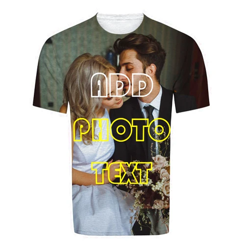 One-ccwang Custom T-Shirt for Men, Customized Birthday Shirt, Personalized Pic Shirts, Custom Valentine's Day Gifts, 5XL White