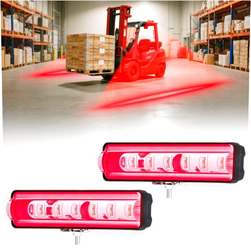 HSYFUNA LED Forklift Safety Light Red for AGV Automated Guided Vehicle, Forklift Truck, Industrial Lift, Warehouse Safety, IP67 Waterproof, Aluminum Housing (2PCS)
