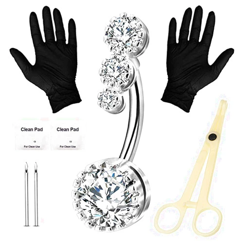 Autdor Piercing Kit - Autdor Professional Belly Piercing Kit Includes Piercing Jewelry Piercing Needles 14G Piercing Clamps Belly Button Rings Navel Rings for Body Piercing Kit Piercing Supplies
