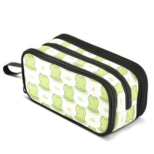 MNSRUU Big Pencil Pen Case, Pencil Bag Cute Frog Aesthetic Pencil Case Organizer Markers Pencil Box Pencil Pouch for Girls Boys Adults