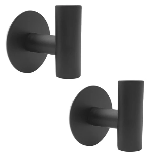 CHEERYMAGIC Matte Black Adhesive Wall Hooks Heavy Duty Sticky Towel Hooks Stainless Steel Waterproof Shower Hooks P1-ZXZZYMG