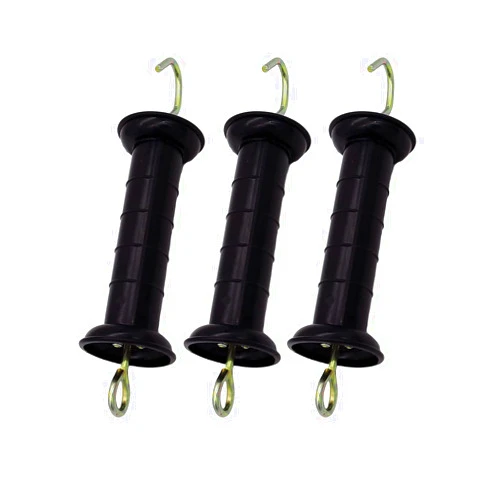 JBTOZIUY 3 Pcs Plastic Electric Fence Gate Handle Insulators, Gate Handle with Spring (Black)