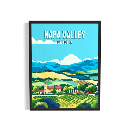 HomeArtPrint California Art Print, California Poster Wall art Decor, California State Map Travel Poster, Home Office Wall Decoration, Bedroom, Living Room Artwork. (Napa Valley, 11x14 inches (Unframed))