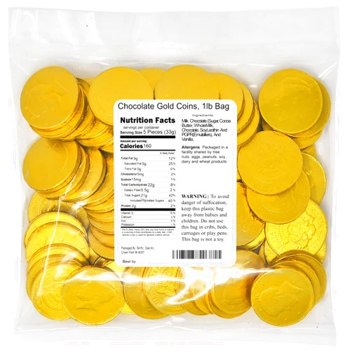 GEEGVV Chocolate Gold Coins, 1lb Bag