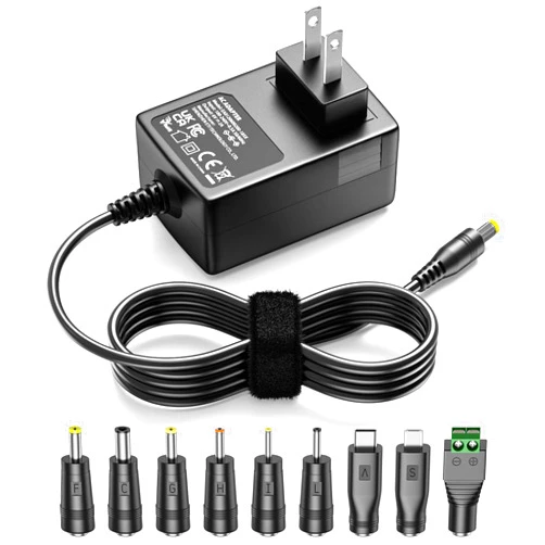 Basicvolt 6V 2A 1A DC Power Supply 6 Volt AC Adapter Battery Charger with 5Ft Cord 8 Connectors for Kids Ride On Toy Bumper Car LED Strip Light Digital Blood Pressure Monitor Machine