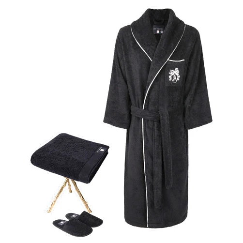 Armani International Luxury Loungewear, Robe Slippers Hand Towel Set, Egyptian Cotton Terry, Crafted in Europe