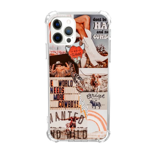 Mofreore Vintage Cowboy Collage Case Compatible with iPhone 14 Pro Max, Cool Aesthetic West Cowboy Cowgirl Case for iPhone 14 Pro Max, TPU Bumper Protective Cover Case