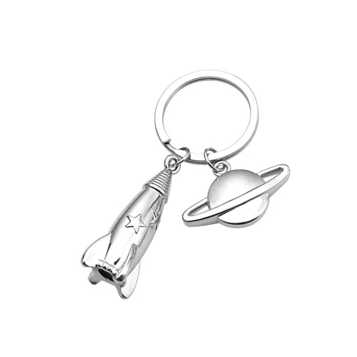 VALICLUD 2pcs Planetary Rocket Pendant Zinc Alloy Key Pendant Moon Keychain Astronaut Keychain Decor for Car Planet Keychain Universe Keychain Kid Wallet Key Chain Bracket Chain Portable