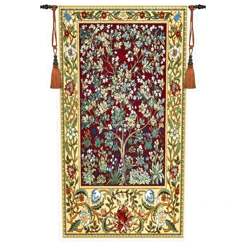 Aubelin Tapestry Long Ruby William Morris Tree of Life Fine Art Tapestry Wall Hanging Size 63