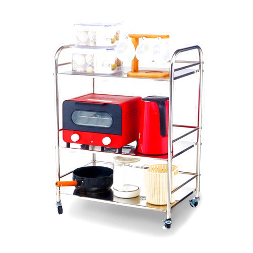 susunnus Stainless Steel Cart with Wheels 3 Tier,Stainless Steel Kitchen Cart,Stainless Steel Utility Cart,Metal Cart with Wheels,Suitable for Various Occasions,Movable,Gift Tools