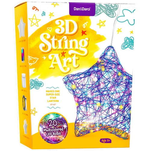 Dan&Darci 3D Light Up String Art Kit for Kids - Star Lantern Making Kits w/ 20 LEDs - Kid Easter Gifts - Crafts Set for Girls and Boys Ages 8-12 - Gift for Age 8, 9, 10, 11, 12 Year Old Girl