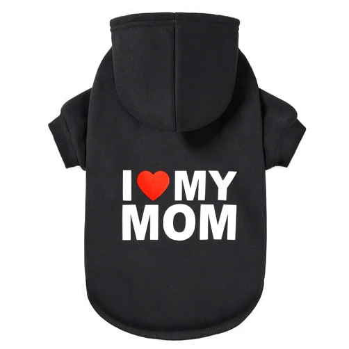 GreenJoy Dog Sweater Dog Hoodie Cold Weather Dog Coat Hooded Sweatshirt for Puppies,Cats, Small Medium Large Dogs (Medium, Black (I Love My Mom))
