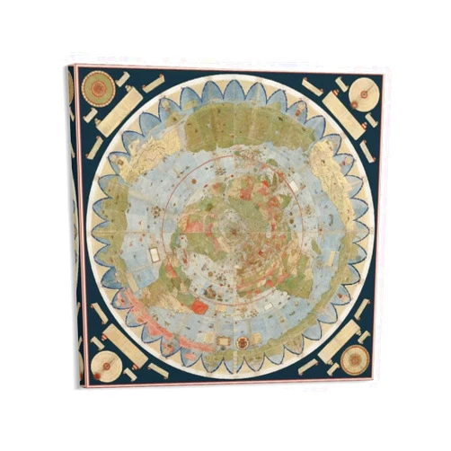 YYGHF 1587 Urbano Monte Medieval Flat Large World Map Canvas Poster Wall Art Decor Print Picture Paintings for Living Room Bedroom Decoration 20x20inch(50x50cm), Frame-style