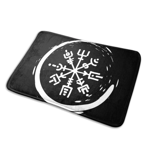 Meaudiwes Bathroom Rugs, Soft Outdoor Mats, Luxury, Magic Viking Vegvisir Runic Compass Dirt Resist, Absorbent Water, Plush for Entryway, Living Room, Shower Floor, 16x24 Inches