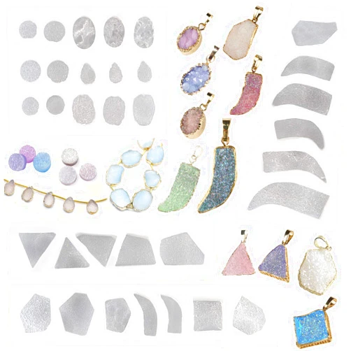 FUNSHOWCASE Geode Epoxy Resin Silicone Molds Set Jewelry Making Kits for Necklace Pendant Earrings Bracelet Charms 33 Shapes 0.35-1.65inch