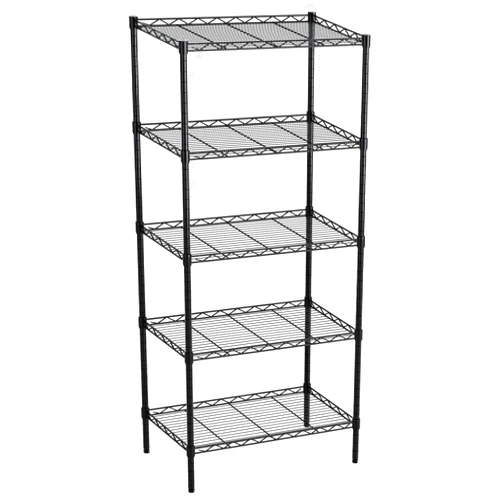 Txxplv 5-Tier Storage Shelves Wire Shelving Unit Adjustable Metal Shelf Organizer Unit for Kitchen Laundry Garage (Black)