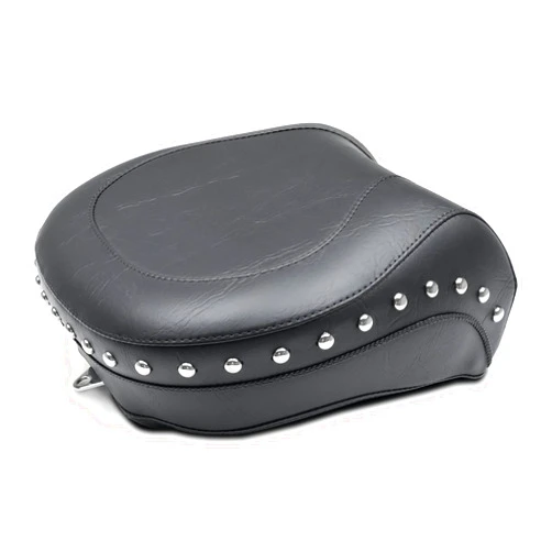 Mustang Motorcycle Seats 79486 Wide Touring Recessed Passenger Seat for Harley-Davidson Softail Standard Rear Tire 2000-'15, Chrome Studded, Black, Width: 14