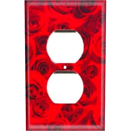 SnazzySwitch Red Roses Decorative Outlet Cover - Single Duplex Receptacle Wall Plate