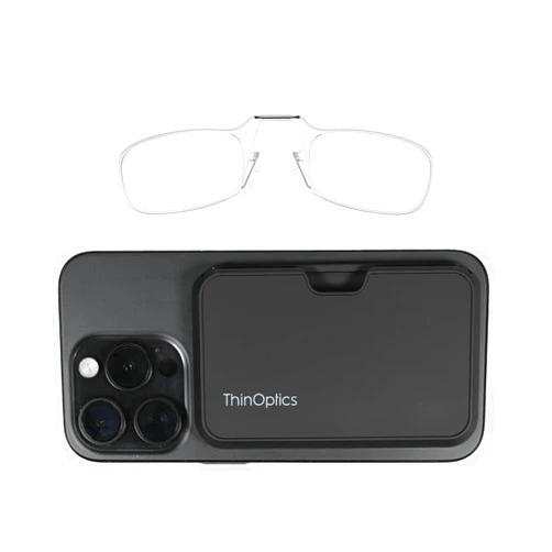 Always With You ThinOptics Readers with Pod Case - Armless On-Nose Reading Glasses - Slim Case Attaches to Phone - MagSafe Compatible