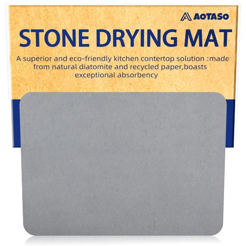AOTASO 12x16 inch Stone Drying Mat for Kitchen Counter Gray Super Absorbent Dish Drying Mat Diatomaceous Earth Quick Dry Dish Mat（1 Pc ）