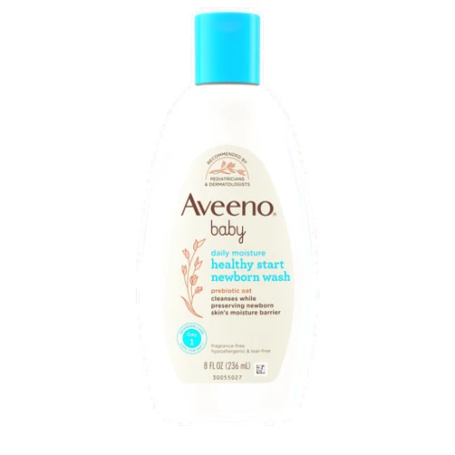 Aveeno Baby Healthy Start Nourishing Newborn Wash, Hypoallergenic Baby Body Wash with Prebiotic Oat Gently Cleanses Delicate Newborn Skin, Fragrance-Free, Tear-Free, Paraben-Free, 8 fl. oz