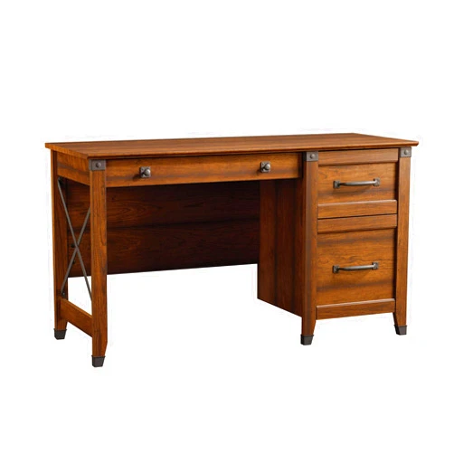 Sauder Carson Forge Vintage Rustic Computer Desk for Home Office with Drawers, in Washington Cherry