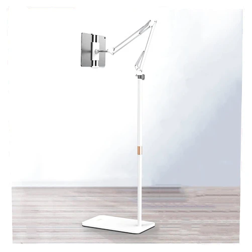 MESURG Foldable Tablet Stand for Bed,Tablet Floor Stand Holder Adjustable,360° Swing Flexible Arms for Standing Sitting Lying Down Use,Compatible with 4-13 inch Smart Phone/Tablet (Color : White)