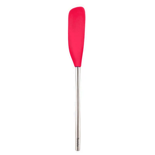 Tovolo Flex-Core Long-Handled Silicone Jar Scraper Spatula (Viva Magenta), Stainless Steel Handle, Heat-Resistant Silicone Head With Curved Front for Scooping & Scraping, Dishwasher-Safe & BPA-Free